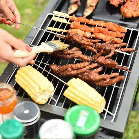 Buy Barbeque Grill with Fan-BBQ Grill X Shape-Stand Grill with Blower Hand  fan 90 CM LARGE BLACK Online - Shop Home & Garden on Carrefour UAE