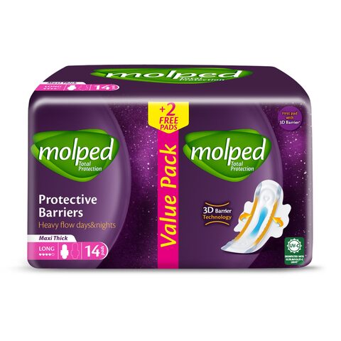 Molped Total Protection Long Sanitary Pads - 14 Pads Online | Carrefour ...
