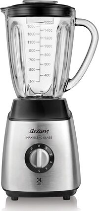 Arzum Ar1056 Maxiblend Glass Jug Blender, 600 W 1600 ml Capacity Glass Jar, 5 Stage Speed Control Pulse Function, Stainless Steel Blades Non-Slip Base