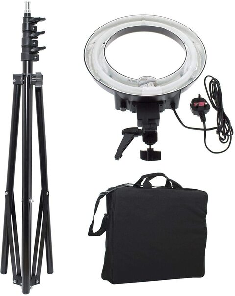 Coopic Rl-12 Dimmable 5500K Ring Digital Photographic Studio Light With Light Stand (12 Inches Or 30.5 Centimeters Outer, 35W Cathode Tube) Black Body