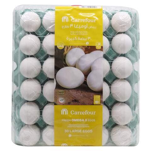 Carrefour Fresh Omega 3 Large White Eggs 30 PCS
