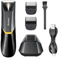 Kemei Professional Body Hair Trimmer For Men &amp; Women, KM-3208, With LED Light, USB Fast Charging &amp; Ceramic Blade Heads, Waterproof Wet/Dry, Suitable For Body Private Part Shaving