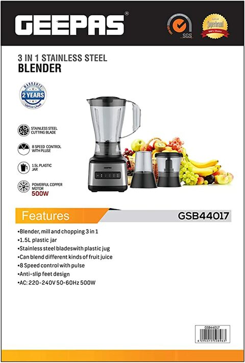 Geepas Blender, Black/Silver, Gsb44017