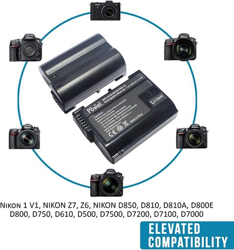 مجموعة من بطاريتين EN-EL15 وعلبة حماية لتخزين البطارية لكاميرات نيكون D7500 1 V1 D500 D600 D610 D750 D800 D810 D810A D850 D7000 D7100 D7200