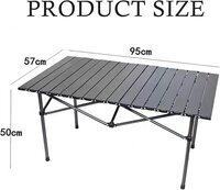 SKY-TOUCH Outdoor Camping Folding Table 95x57x50cm, Lightweight Folding Table with Aluminum Table Top and Carry Bag Perfect for Outdoor, Picnic, Cooking, Beach, Hiking, and Fishing Black