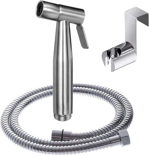 Sky-Touch 3 Pieces A Set Toilet Bidet Spray Gun, Handheld Self-Cleaning Shattaf Kit For Washroom And Bathroom, Toilet Water Sprayer, Silver, 6974042150594