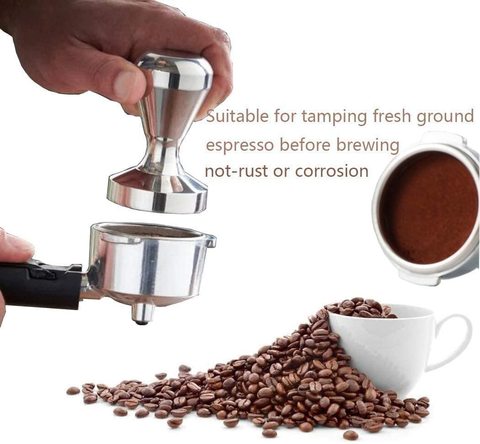 SKY-TOUCH 51mm Coffee Tamper for Espresso Coffee Machines Press, Grind Solid Iron with Chrome Plated Base -Silver