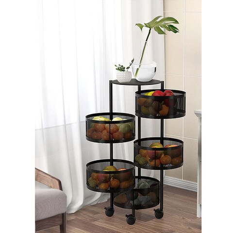 Buy 5 Tier Metal Storage Rack Foldable Shelf Kitchen Organizer Bedroom  Shelves Rolling Cart Online - Shop Home & Garden on Carrefour UAE