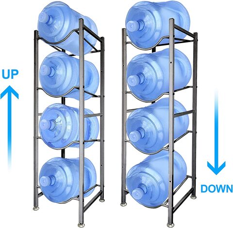 Sky-Touch 4Tier Water Bottle Organizer,5 Gallon Water Bottle Holder, Water Bottle Rack Stainless Steel Shelf Easy To Assemble For Kitchen, Home And Office Gray