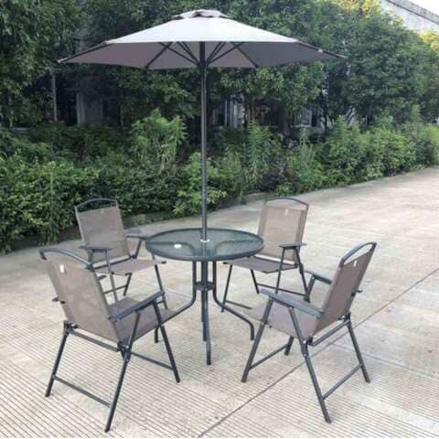 Hk Patio Set Foldab 4 Chairs + Table And Umbrella