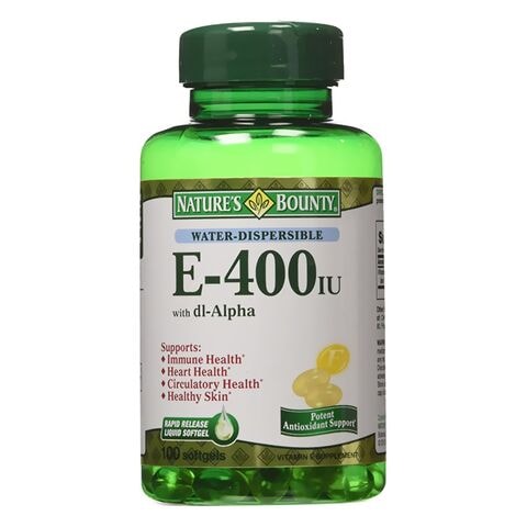 Nature&#39;s Bounty Water Dispersible Vitamin E 400IU Supplement 100 Softgels