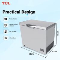 TCL 326 Liters Chest Freezer, Large Deep Freezer With Storage Basket, Mechanical Temperature Control, Front Water Disposal Device, Silver, F326Cfsl