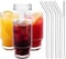1CHASE Borosilicate Ribbed Glassware Drinking Glasses With Straws 330ml (Set Of 4) Ribbed Glass Mason Jar Vintage Fluted Glassware