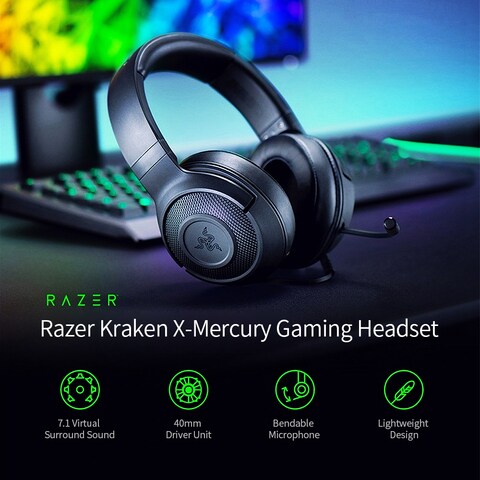 Razer-Kraken X-Mercury Gaming Headset 7.1 Surround Sound Headset with Bendable Cardioid Microphone 40mm Driver Unit