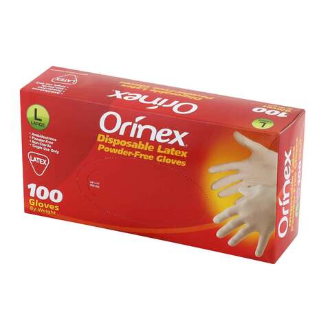 اشتري أورينكس قفازات لاتكس خالية من البودرة × 100 قطع - مقاس L في السعودية