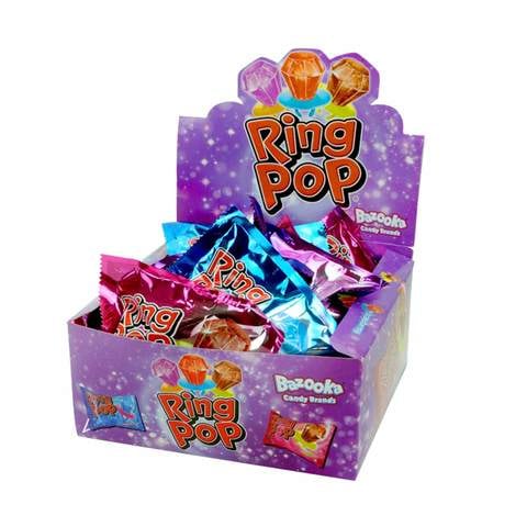 Bazooka Ring Pop Twister Lollipops 10g Pack of 24