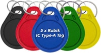 Rubik IC Type-A Keychain Tags for RFID Reader Writer Copier Duplicator ( 5 Keychain Tags )