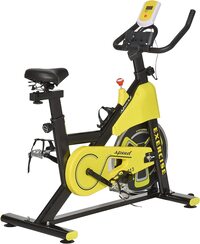ULTIMAX Stationary Exercise Bike 6kg Flywheel Indoor Gym Office Cycling Cardio Workout Fitness Bike Adjustable Resistance LCD Monitor Pad and Bottle Holder Yellow