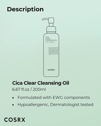 Cosrx Pure Fit Cica Cleansing Oil, 6.76 FL. OZ / 200ml, Light Weight Oil Purifying Centella For Sensitive Skin, Cica-7 Complex, Jojoba Seed Oil