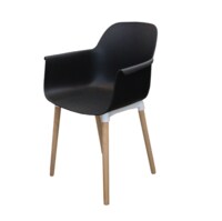 Jilphar Furniture Fiber Plastic Dining Chair With Solid Wooden Leg - Black JP1267A