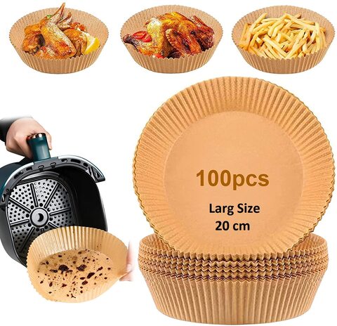 Buy Air Fryer Disposable Paper Liner 100 PCS, 20 cm / 7.9 Inch inside  diameter, Non-stick Disposable Air Fryer Liners, Baking Paper, Water-proof,  Oil-proof, Parchment for Baking Microwave, Natural color Online 