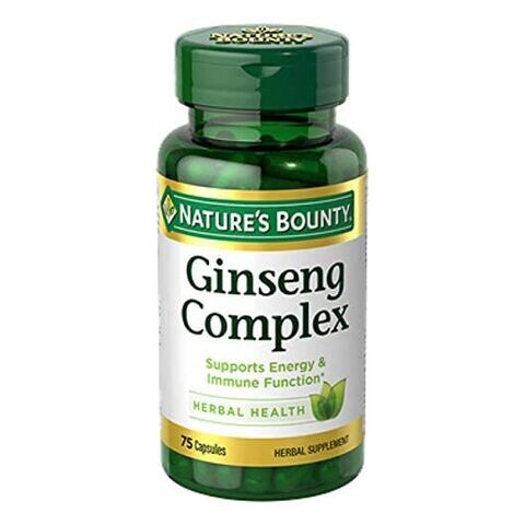 Nature&#39;s Bounty Ginseng Complex Herbal Health Herbal Supplements 75 Capsules