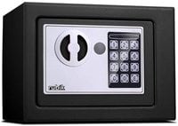 Electronic Digital Mini Safe Box with Key and Keypad Lock (23x17x17 cm)&nbsp;Black