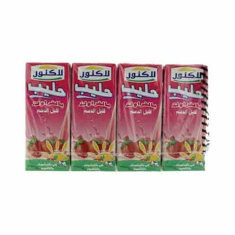 Lacnor Essentials Low Fat Strawberry Flavoured Milk 180ml Pack of 8