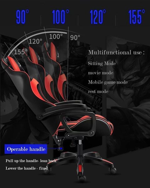 Buy SKY-TOUCH Gaming Chair Adjustable Computer Chair PC Office PU Leather  High Back with Footrest, Lumbar Support, Headrest (Red and Black) Online -  Shop Electronics & Appliances on Carrefour UAE