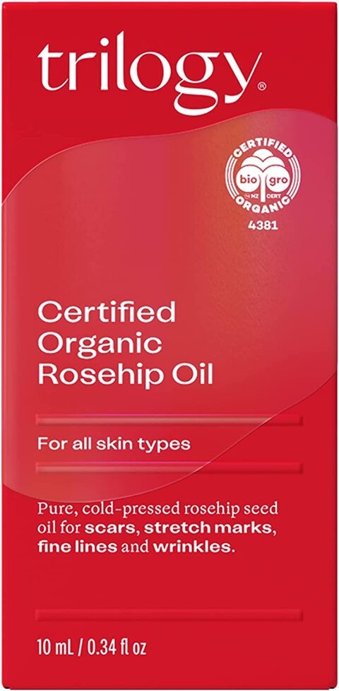 Trilogy Certified Organic Rosehip Oil, Pure Cold-Pressed Rosehip Seed Oil For Scars, Stretch Marks, Fine Lines And Wrinkles, With Omega 3, 6 And 9 For All Skin Types, USDA Certified, 0.34 Ounce