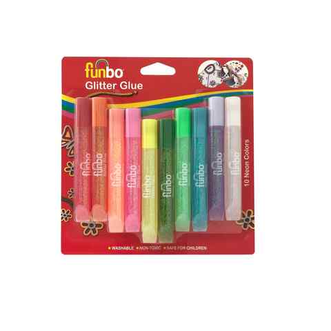 Funbo Washable Glitter Glue Multicolour Pack of 10