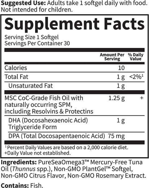 Garden Of Life Dr. Formulated Dha 1,000mg Fish Oil, Lemon, Once Daily 1000mg Dha + Dpa In Triglyceride Form, Single Source Omega 3 Supplement For Ultimate Eye, Brain &amp; Heart Health, 30 Softgels