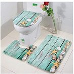 اشتري Doreen 3-Piece Bath Mat Set Bath Rug Set Non Slip Bathroom Rugs for Kitchen Shower and Toilet (Starfish Floor) Pedestal Rug + Lid Toilet Cover + Bath Mat في الامارات