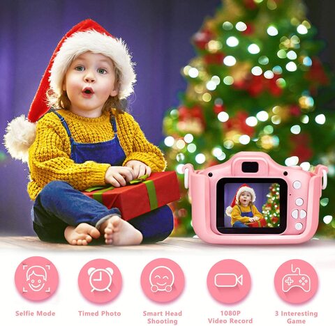 Freeb Kids Camera, Digital Camera For Kids Gifts, Camera For Kids 3-10 Year Old 3.5 Inch Large Screen 2019 Upgraded (Pink)