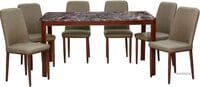 Karnak 7-Pieces Dining Table Chairs Set Modern Dinner 1-Desk &amp; 6-Chairs For Dining Room Kitchen Lounge Adjustable Table Comfortable Chairs, Coffeeshop Cafeteria Set Chairs Table Kdt33