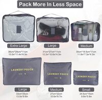6pcs/set Lightweight Travel Bags Men and Women Cubes Gray