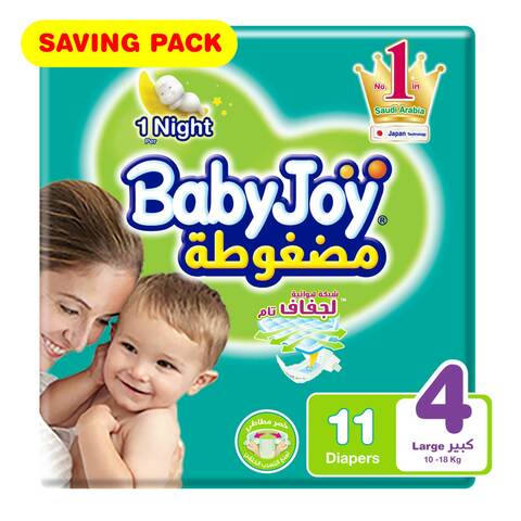 Babyjoy saving pack size 4 large 10-18 kg 11 diapers