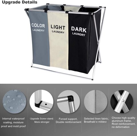 Buy 3 Section Laundry Basket Printed Dark Light Color Online - Shop ...