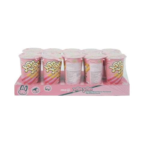 Yan Yan Creamy Strawberry Flavoured Dip Biscuit Snack 50g×10