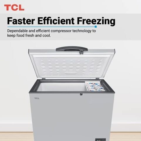 TCL 326 Liters Chest Freezer, Large Deep Freezer With Storage Basket, Mechanical Temperature Control, Front Water Disposal Device, Silver, F326Cfsl