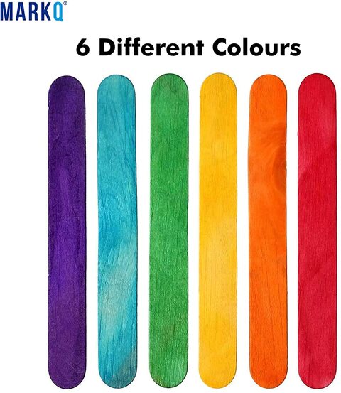 Buy Markq Colored Popsicle Sticks 6 Inches Wooden Craft Sticks For Ice