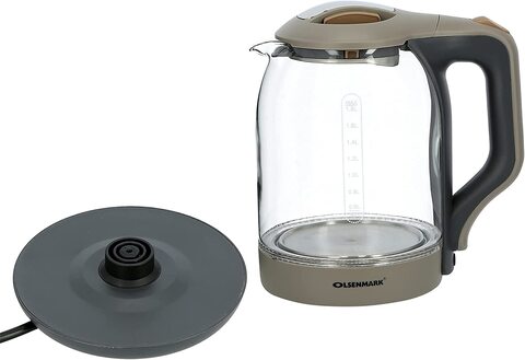 Olsenmark OMK2394 Illuminating Glass Kettle   Boil Dry Protection &amp; Auto Shut Off   Fast Boil &amp; Easy to Clean   Ideal for Hot Water, Tea or Coffee   1.8L Cordless Kettle   1500W