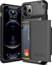 VRS Design Damda Glide PRO designed for iPhone 12 case and iPhone 12 PRO case cover wallet [Semi Automatic] slider Credit card holder Slot [3-4 cards] - Black Groove
