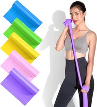 Skytouch Latex Resistance Exercise Band5Pcsexercise Bands For Physiotherapy, Strength Training &amp; Fitness Workouts, Pilates, Stretching And Yoga Physical Therapy Fitness, Pink,Blue,Green,Yellow,Purple