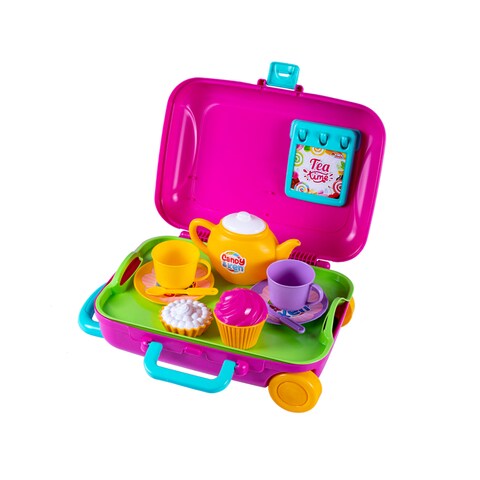 Dede Candy &amp; Ken Tea Set Suitcase Pink Color, Carrying With Suitcase, Tea Set, Muffin