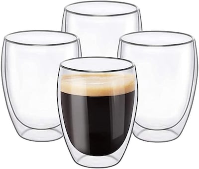 Buy Doreen Set of 4 (12 oz, 350 ml), Coffee Mugs, Glass Tea Mugs, Double  Wall Glass Coffee Cups, Tea Cups, Latte Cups, Glass Coffee Mug, Beer Glasses,  Latte Mug, Clear Mugs