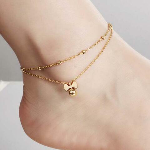 Aiwanto Double Layer Anklet  Gold Ankle Chain Jewellery Fashion Anklets Gift