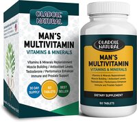 Oladole Natural Men&#39;s Daily Multimineral Multivitamin Supplement. Testosterone Booster Vitamins A C E D B1 B2 B3 B5 B6 B12. Biotin, Spirulina, Zinc. Antioxidant Properties, Immune Health
