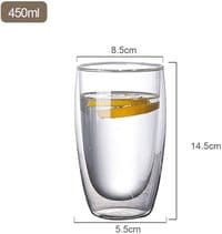 Lushh Set of 2Pcs 450 ML Double Wall Glass Cup, Insulated  Clear Glass Cups for drinking Tea, Espresso, Juice or Water