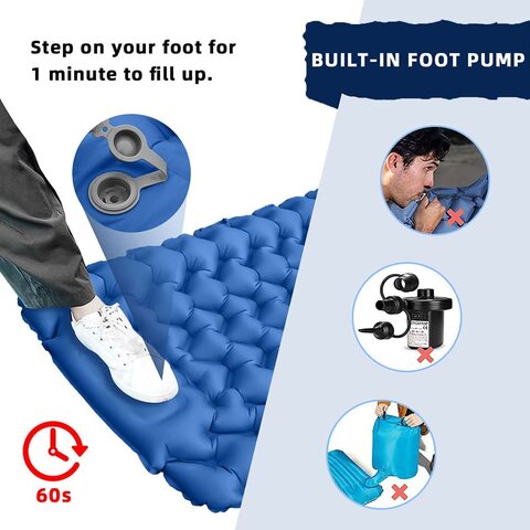 Coolbaby Single Camping Sleeping Pad, Inflatable Camping Pad Ultralight Sleeping Mat With Pillow For Camping Hiking Traveling, Durable &amp; Waterproof